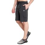 John Ally Athletic Sports Cargo Shorts for Men with Zip Pockets and Elastic Waistband Quick Dry Lightweight Activewear.(Gunmetal Grey - L)