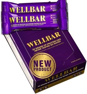 WELLBAR High Protein Bar - Salted Caramel Crisp - 12 x 57g Bars - 20g Protein, Low Sugar (2g), High Fiber (3g) - Gluten-Free, Non-GMO, Zero Aftertaste, Guilt-Free, and Tastes Like a Crunchy Premium Chocolate Bar. Leave a Comment & Enter to Win an iPad