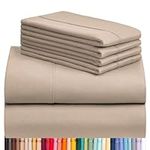 LuxClub 6 PC Sheet Set Bamboo Sheets Deep Pockets 18" Eco Friendly Wrinkle Free Sheets Machine Washable Hotel Bedding Silky Soft - Light Khaki King