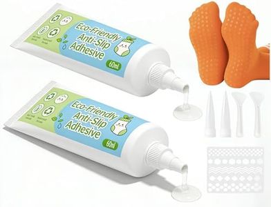Sock Stop Anti Slip Glue for Socks, 2 Pack Transparent Waterproof Nonslip Adhesive for Bath Mats, Rugs, Carpets, and Blankets - Washable, Eco-Friendly, Latex-Free with Precision Tip Applicator