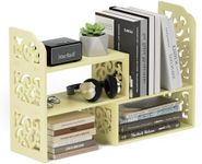 YGYQZ Desk Shelves Desktop Orgnizer Shelf-Beige Office Organization for Top of Desk Organizers and Corner Bookshelf Table Top Shelving Small Hutch Decorations for Women Office