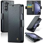 Taneny Designed for Samsung Galaxy Z Fold 6 Case, PU Leather Wallet Flip Folio Case with Card Holder RFID Blocking Kickstand Shockproof Phone Cover for Samsung Galaxy Z Fold 6 5G (Black)