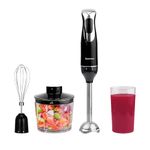 Innoteck Kitchen Pro Hand Blender with Chopping Bowl, Whisk and Measure Up - Powerful 600W, 2 Speeds, 500ml Chopper Bowl - Food Processor - Splashproof & Easy to Clean - Immersion Mixer - Black