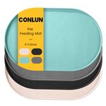 Conlun Cat Food Mat,1.2 cm Raised Edges Dog Bowl Mat for Spill Containment,BPA-Free Silicone Pet Food Mats for Floors Waterproof,Rubber Dog Feeding Mat for Food and Water Bowls(Turquoise,48x30cm)