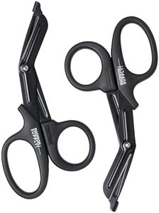 Madison Supply Lefthand Scissors 2 Pack - Black Stainless Steel with Teflon Surface, PP Handler on-Stick Coated Blades Medical Scissors - Durable Fluoride-Coated Trauma Shears - Black