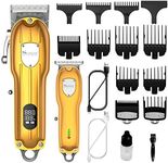 SURKER Mens Hair Clipper Professional Hair Trimmer Barber Clipper Set Beard Trimmer Cordless Hair Cutting Grooming Kit LED Display USB Rechargeable