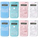 8 Pieces 2 Line LCD Engineering Scientific Calculator Non Graphing Scientific Calculator for Engineering Students Function Calculators for School Financial Business Office, Pink, Blue, Green, White