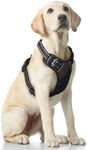 Funfox Dog Harnesses for Large Dogs, No Pull Dog Harness Adjustable with Handle Easy Control, Durable Materials 2 Clips Harnais Pour Chien Reflective Strips Pet Vest for Night Walking Black L