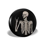 XWQWER Rock and Roll Skeleton Skull Spare Tire Cover for Camper RV SUV Trailer Truck and Many Vehicle, Universal Fit Wheel Covers Waterproof Dustproof (Diameter 23” - 33”)