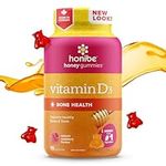 Honibe Vitamin D Gummies for Kids and Adults | Honey-Based Vitamins Made in Canada | Vitamin D3 Helps Support Bone Health, Mood and Immune System Functions | Vegetarian Chewable Vitamin D Supplements | 70 gummies