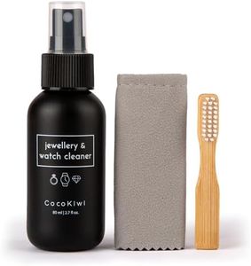 CocoKiwi Jewellery Cleaner Solution | Watch Cleaning Kit | Gold and Silver Cleaner | Necklace, Earring and Ring Cleaner | 80ml | Restore Sparkle With Jewelry Cleaner Cloth and Brush