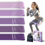 Resistance Loop Exercise Bands, Resistance Bands Exercise Bands for Home Fitness, Stretching, Strength Training, Physical Therapy,Elastic Workout Bands for Women Men Kids, Set of 5 (Purples)