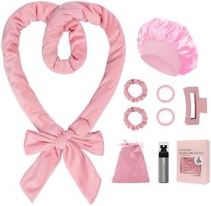 ZILAMPU Heatless Hair Curler, Heatless Hair Curlers to Sleep In Overnight Curls Headband, 70" Long Soft No Heat Curling Headband for Women Girl Long Wave Hair Rollers, 9 PCS Heatless Curl Set -Pink