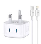 iPhone Fast Charger,iPhone Fast Charger Cable and Plug 20W Quick Charge for Apple iPhone 14 13 12 11 Pro Max XS Max XS XR X SE 8 Plus,6FT New Rapid USB C to Lightning Charging Lead and Dual C Plug