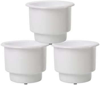 Amarine-made (Set of 3) White Recessed Plastic Cup Drink Can Holder with Drain for Boat Car Marine Rv (3 PCS, White)