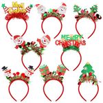 Aodaer 8 Pack Christmas Glitter Headbands Xmas Costume Headwear Assorted Styles Snowman Christmas Tree Gift Hair Hoops for Christmas Party Favors