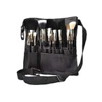 1pc Pu Leather Makeup Brush Waist Bag Portable Cosmetic Brush Holder Organizer with Artists Belt Strap (unfolding)