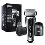 Braun Series 8 Electric Shaver With 3+1 Head, Precision Trimmer, 5-in-1 SmartCare Center & Travel Case, Sonic Technology, 8467cc, Silver Razor