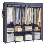 SONGMICS Portable Closet, Wardrobe Closet Organizer with Cover, 4 Hanging Rods and Shelves, 4 Side Pockets, 17.7 x 66.9 x 65.7 Inches, Large Capacity for Bedroom, Living Room, Dark Blue URYG094I02