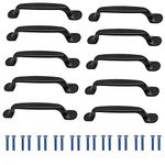 KAILEE 10Pcs Black Kitchen Cupboard Handles 96mm Hole Centre Aluminum Cabinet Doors Pull Handles Arch Bow Shape Pull Handle Black with Screws for Gate Furniture Drawer Closet Bedroom