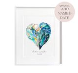 Triple Studio Personalized Wedding Gift - Love Bird Art Print With Custom Name And Date - Anniversary Celebration For Boyfriend Or Girlfriend, Sweet Home Wall Decor For Couples (12x16" unframed)