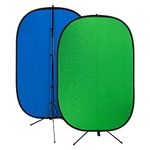 Fotodiox Pro Collapsible Background Kit - 48x72in (4x6ft) Chromakey Green/Chromakey Blue 2-in-1 Background Panel with 2.1m Stand, 48x72-BG-Kit