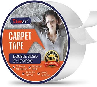 ETERART Double Sided Carpet Tape Heavy Duty for Area Rugs,Tile Hardwood Floors,Over Carpet,Rug Tape High Adhesive and Removable,Strong Sticky Tape,Residue Free,2 Inches x 10 Yards,White