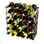 Classic 30 Bottle Dark Oak Stained Wood and galvanised Metal Wine Rack Ready Assembled