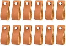 GLIDESTORE 12 Pack Handmade Leather Drawer Pull Leather Cabinet Pulls Leather Handle Wardrobe Door Handle Pulls Knob for Dresser Drawers Cabinet