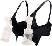 iloveSIA Nursing & Pumping Bra All in One Hands Free Pump Nurse Bra, Black P/N, Medium