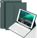 BQDIYOO Keyboard Case for iPad 6th / 5th Generation (2018 2017 Model), 9.7 inch Keyboard Case for iPad Air 2/Air with Pencil Holder, Detachable Wireless Keyboard Case, Auto Wake Sleep, Dark Green