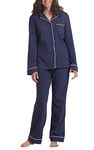 PajamaGram Pajama Set for Women - Cotton Jersey Pajamas Women, Navy, XS, 2-4