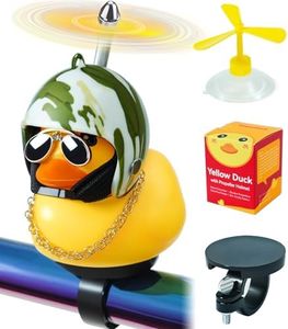 EMPATHECH Rubber Duck Bike Decorations Stable Clamp Mount Cute Duck Bike Bell Two Helmet Propeller Bike Accessories e Scooter Accessories Motorcycle Accessories Cycling Gifts, Veteran