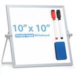 ARCOBIS Small Dry Erase White Board For Desk 10" X 10", Arcobis Magnetic Double Sided Personal Desktop Tabletop Dry Erase Board Easel Board With Stand For Kids Home Office