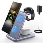 Wireless Charger for Samsung&Android: JoyGeek 3 in 1 Charging Station for Galaxy Watch7 Pro/4/3/Active2/1 - Phone Charger Stand for S24/S23 Ultra/S22/S21/S20/Note 20 (Purple)