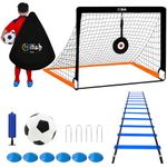 Hitish Kids Soccer Goals for Backyard, Portable Pop Up Soccer Nets with Carrying Bag, Toddler Goal Training Equipment with Ball, Agility Ladder, Cones and Target, Soccer Practice Set for Outdoor