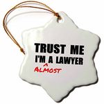 3dRose Trust Me I'm Almost A Lawyer-Fun Law Humor-Funny Student Gift-Snowflake Ornament, Porcelain, 3-Inch (orn_195612_1)