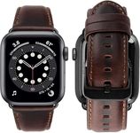 Priefy Genuine Leather iwatch Strap, Classic Vintage Replacement Watch Bands for Apple Watch Straps Series 8,Se2,7,6,5,4,3,2,1 (41|40|38mm) - Coffee Brown [Watch Not Included]