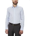 Calvin Klein Men's Dress Shirt Non Iron Stretch Slim Fit Check, Blue Bird, 16.5" Neck 32"-33" Sleeve