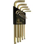 Bondhus 37937 Set of 13 Balldriver L-Wrenches with GoldGuard Finish, Long Length, Sizes .050-3/8-Inch