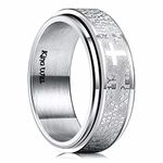 King Will 8mm Lord's Prayer Rotatable Ring Stainless Steel Ring Comfort Fit Wedding Band Rings For Men Women 11.5