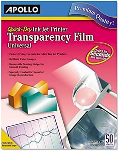 Apollo Transparency Film for Inkjet Printers, Universal, Quick Dry, 50 Sheets/Pack (VCG7033S), Clear