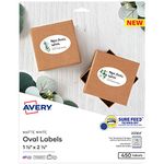 White Oval ID Labels with Sure Feed, Laser/Inkjet