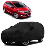 Sulfar 100% Water Resistant Car Body Cover Compatible with Mirror for Honda Jazz (Triple Stitched, Full Bottom Elastic, Black)