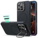 ESR for iPhone 16 Pro Case, Silicone Case with Stand, Compatible with MagSafe, Military-Grade Protection, Built-in Camera Stash Stand, Magnetic Phone Case for iPhone 16 Pro, Cloud Series, Black