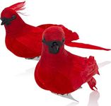 Ornativity Red Cardinal Bird Clips - Christmas Holiday Red Birds Clip Cardinal Tree Ornaments with Birds Clips for Attachment - Pack of 2