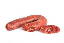 Spicy Sausage, with chili pepper, italian food by Salumi Pasini, 250 gr