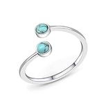 Silver Turquoise Open Ring Handmade