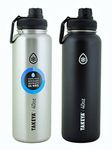 TAKEYA Stainless Steel Double Wall Insulated Water Bottle Twin Pack Teal/Silver - 40 Oz