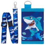 Kids Wallet - Shark Wallet for Boys Ages 4-12 Trifold Toddler Wallet with Lanyard Zippered Coin Pocket Card Holders Wallets Kids Purse Wallet Men Christmas Birthday Gift for Children